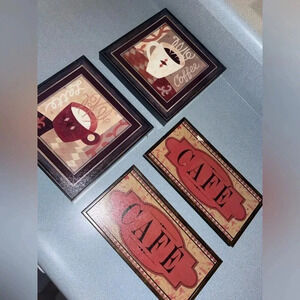 Cafe latte kitchen wooden wall signs (4)